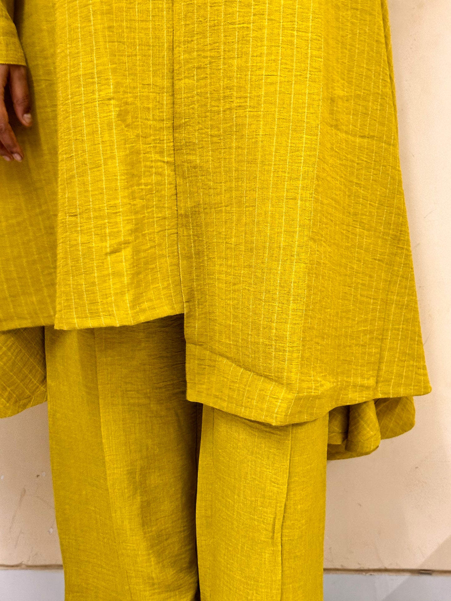 Green Striped Kurti Set